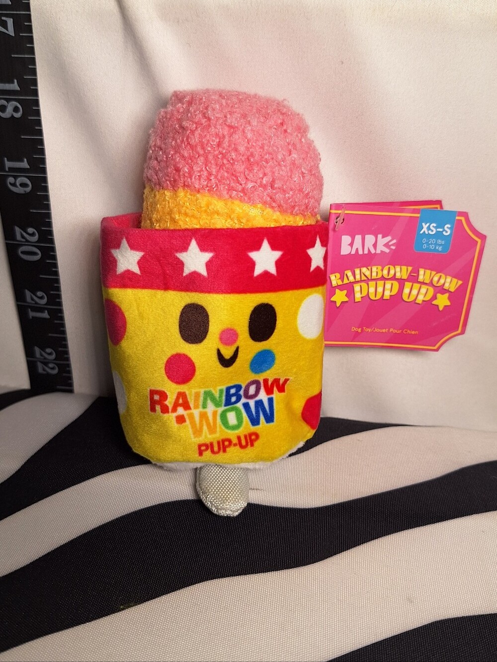 NWT Bark Rainbow Wow Pup Up Dog Toy XS-S